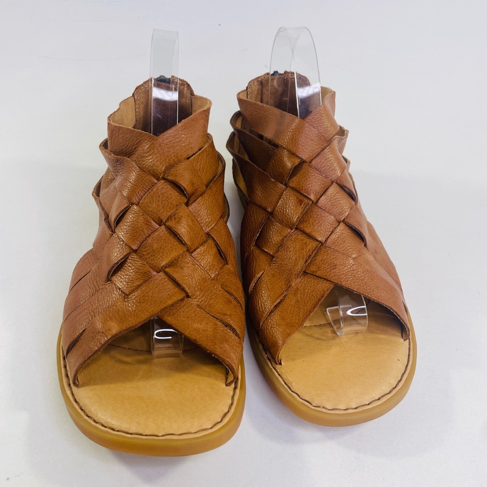 Born Iwa Tan Brown Leather Woven Gladiator Sandals Womens 9 BR0032906 - Picture 2 of 8
